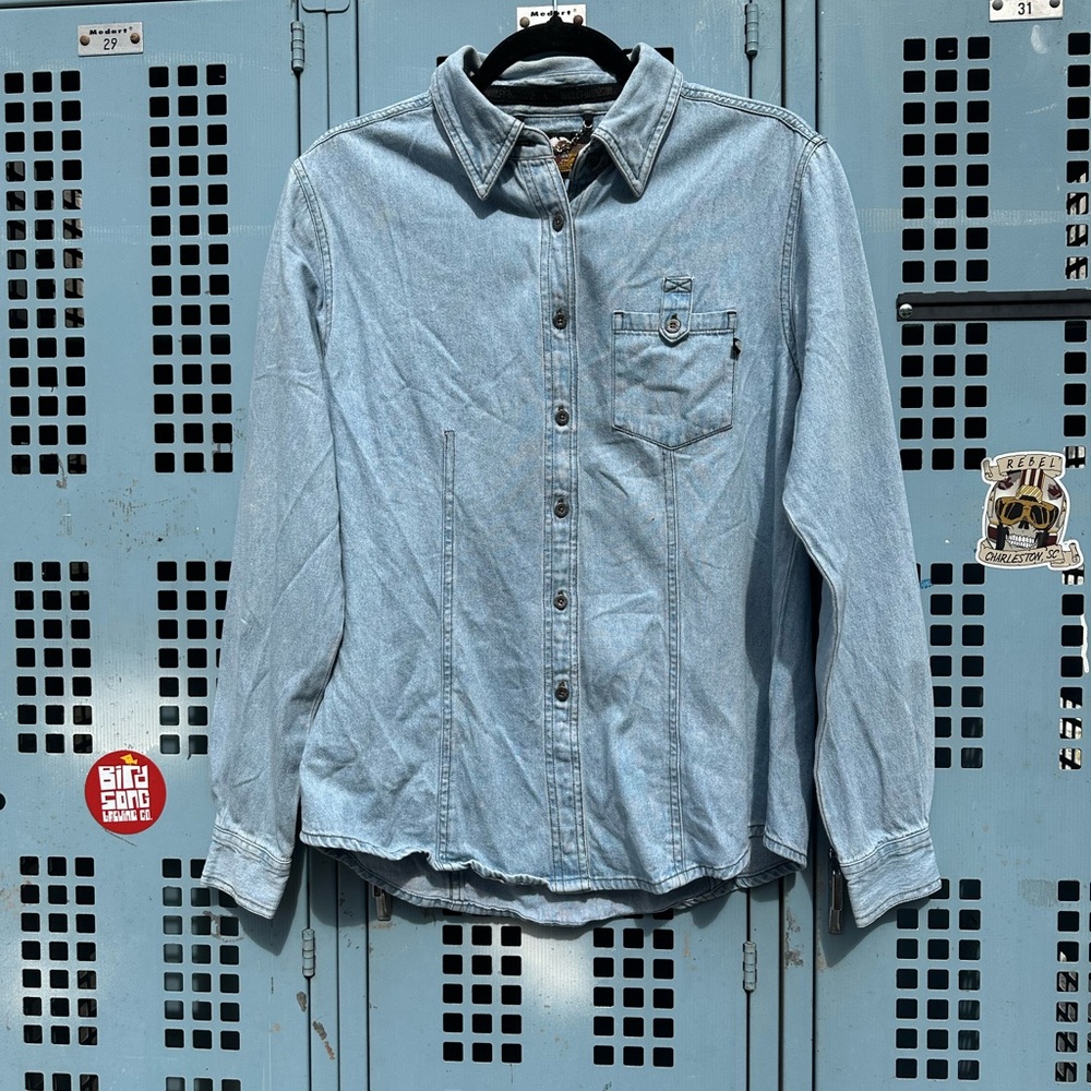 2003 Harley Davidson Light Denim Long Sleeve Button Up